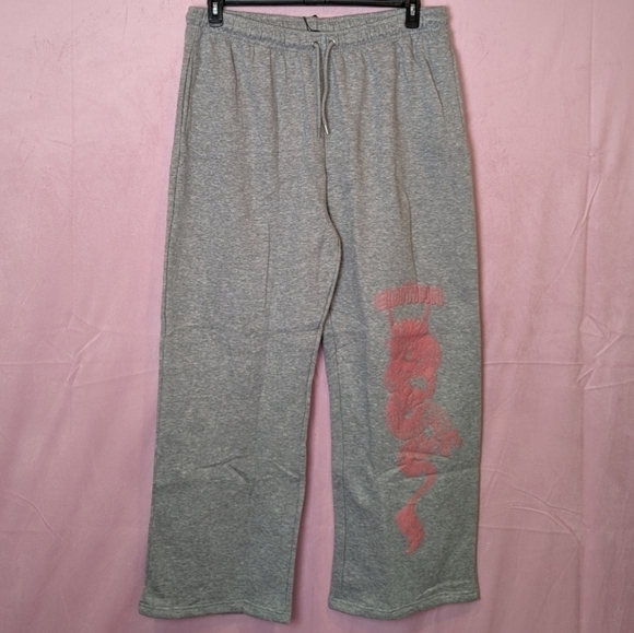 Boohoo Man Relaxed Limited Edition Dragon Joggers in Light Gray Marl size 4X - Picture 1 of 6